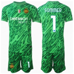 Inter Milan Yann Sommer #1 Brankářské Dětské Domácí dres komplet 2024-25 Krátký Rukáv (+ trenýrky)